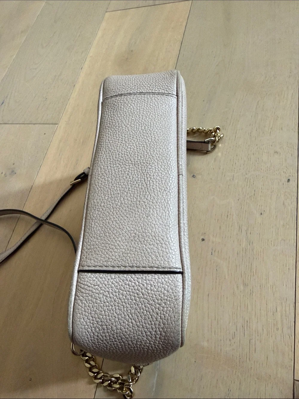 Michael Kors Taupe Pebbled Leather Crossbody with Gold Chain